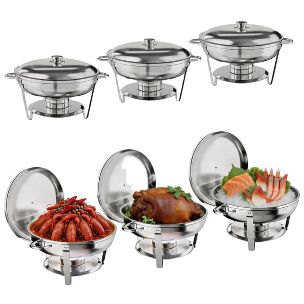 Chafing Dish Sæt, Rustfrit Stål, 4.7L Kapacitet,Seks-delt sæt