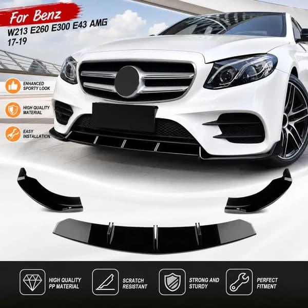 Front Bumper Spoiler Lip, ABS Plast, Direkte Erstatning,Sort