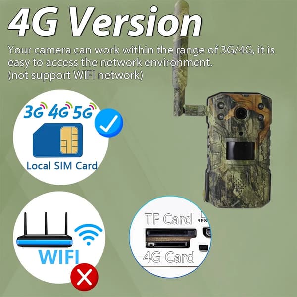 Jagtkamera, 4G-forbindelse, nattevisionsfunktion,Lys Grå