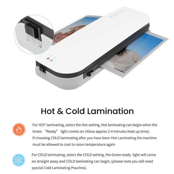 Desktop Laminator, Hot and Cold Lamination, Jam-Release Button,HVID