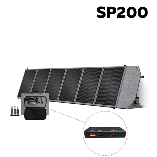 Bærbar Solpanel, Høj Effektivitet, Kompakt Design,SP200 200W