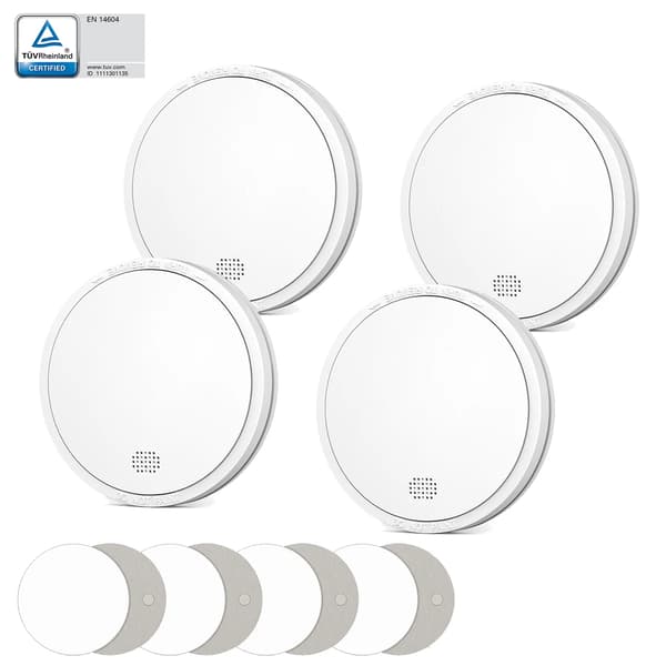 Röksensor, 10-årigt batteri, EN 14604 certifierad,4 PCS