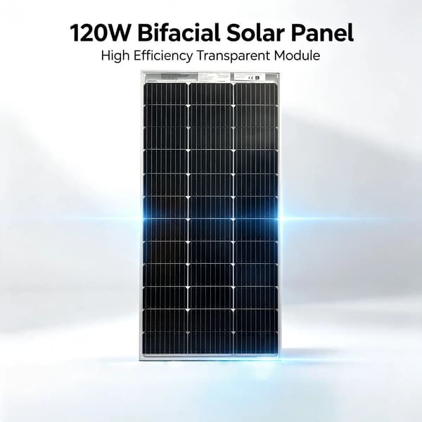 Solpanel, 120W Bifacial Design, Høj Effektivitet,1PCS  120W
