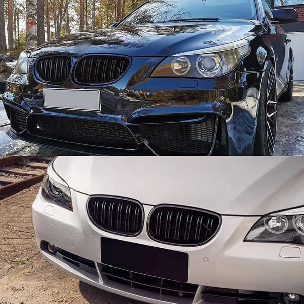 Frontbumpergrill, Dobbelt Spalter Design, Forbedret Æstetik,Glansfuld Sort