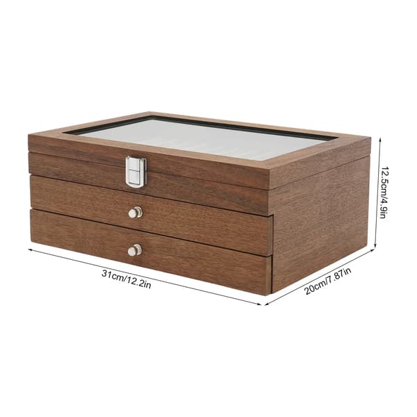 Pen Display Case, 34 Slots Kapacitet, Elegant Opbevaringsdesign,Brun