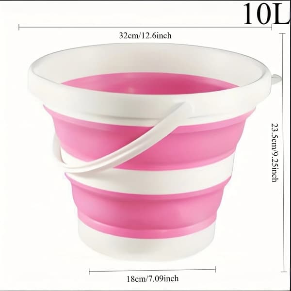 Fällbar hink, hållbar design, platsbesparande förvaring,rosa-10L