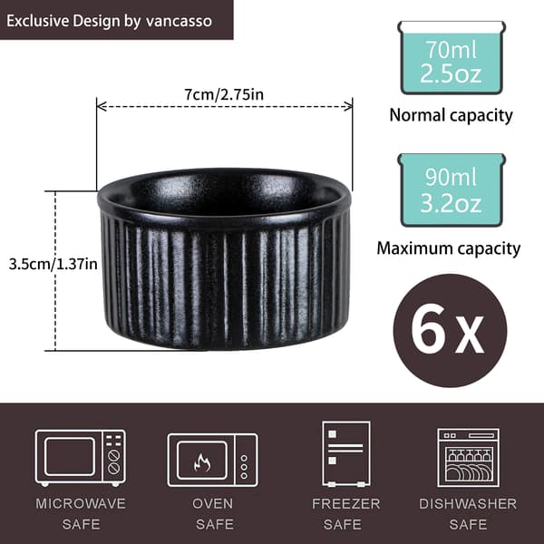 Keramiska Ramekiner Set, Elegant Design, Miljövänligt Material,70ML 6PCS
