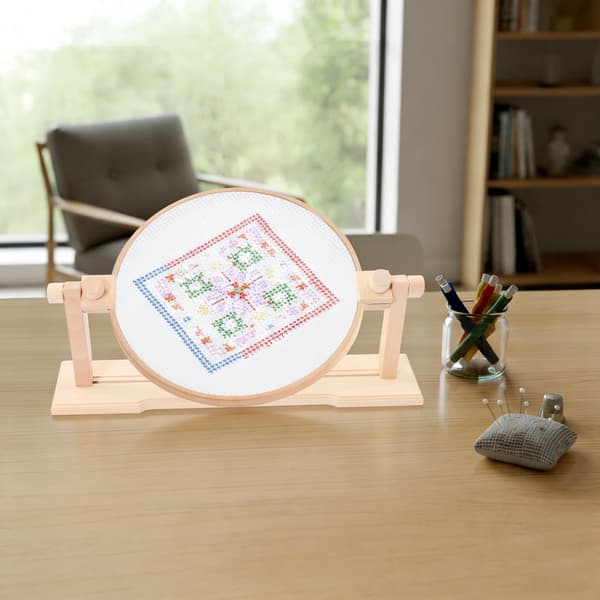 Broderiramställ, 58 cm, 360 ° Vinkel, Bordsmontering, Bambumaterial, 1,28 kg Vikt