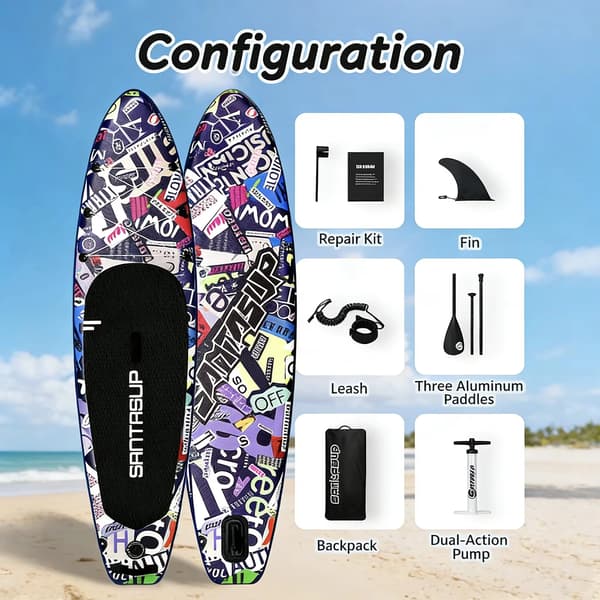 Stand Up Paddle Board, Halkfri Yta, Uppblåsbart Design,320x81x15cm