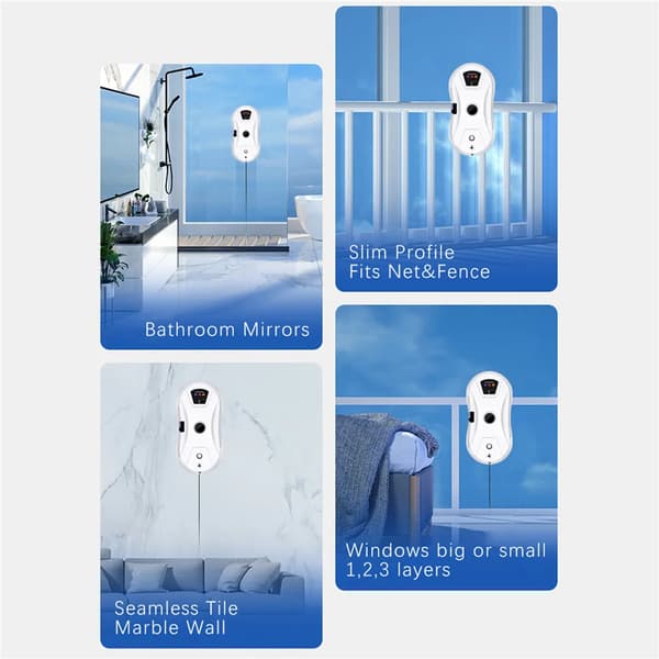 Fönsterputsrobot, Automatisk Vattenspray, Kraftfull Sug,Vit, EU