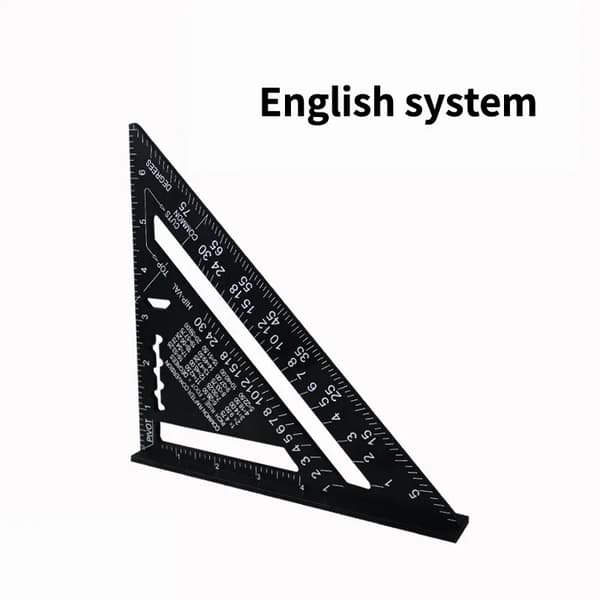 Triangulär Linjal, Hållbar Aluminiumlegering, Mångsidigt Mätverktyg,Svart engelsk system