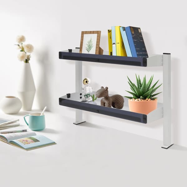 Klemmehylde, 2-lags design, pladsbesparende organizer,HVID
