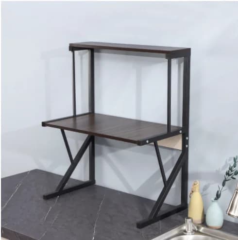 Mikroovnshylde, Alsidig Opbevaring, Nem Installation,sort, XL, 2-tier