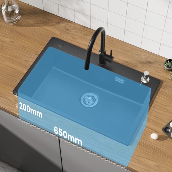 Køkkenvask, Komposit Granit, Enkelt Skål,Sort