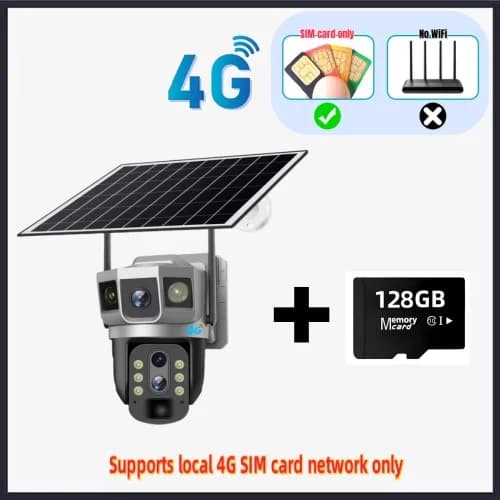 IP-kamera, solenergi, rörelsedetektering,Kamera + minneskort