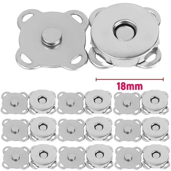 Magnetiske trykknapper, holdbart metal, nem installation,Sølv - 18mm, 50Set-a