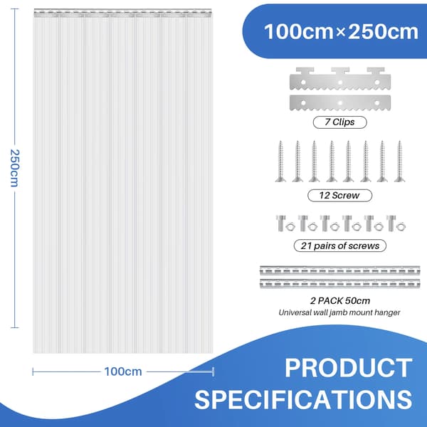 Stripsgardin, Energi Effektiv, Kradsikker,100x250cm 7PCSRibbed