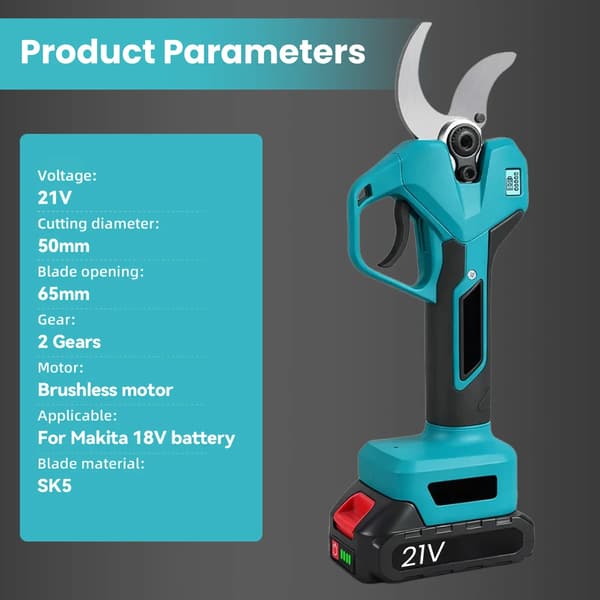 Beskærersaks, trådløs design, dual-hastighedsindstillinger,Med 2XBattery