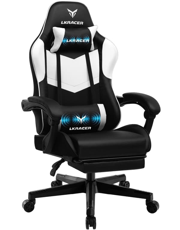Spelstol, Ergonomisk Design, Justerbara Armstöd,VIT