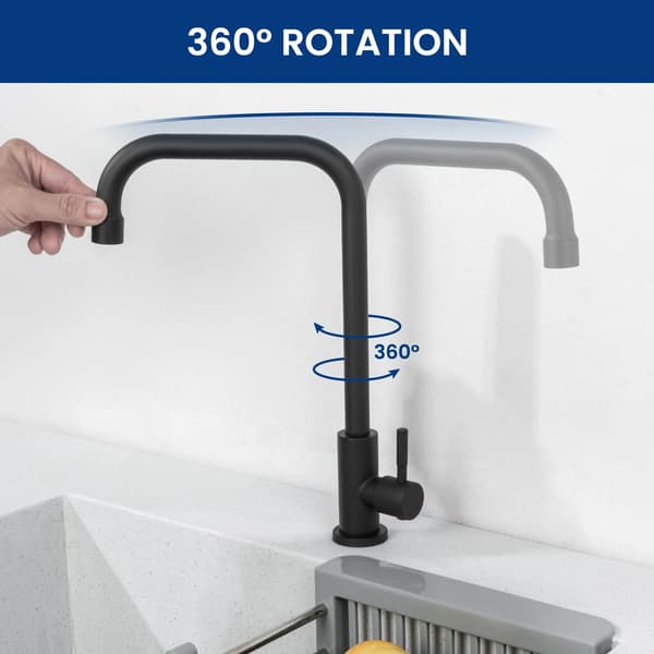 Køkkenarmatur, 360° Rotation, Holdbart Rustfrit Stål,G3/8, sort