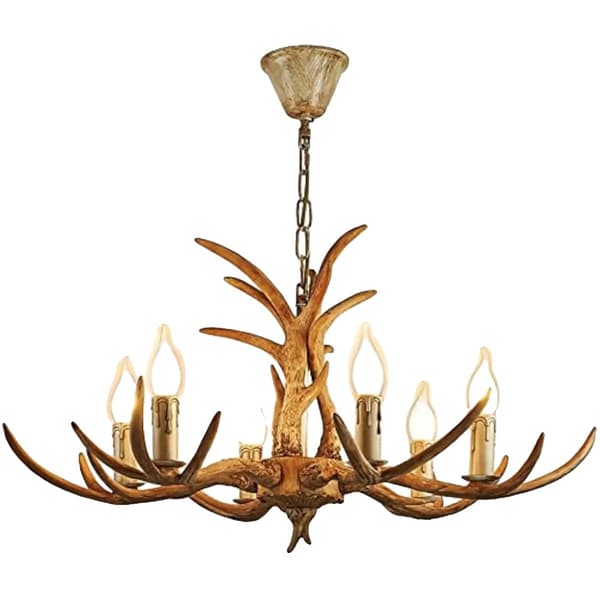 Kronleuchter, 6-Lys Design, Art Deco Stil,Tan