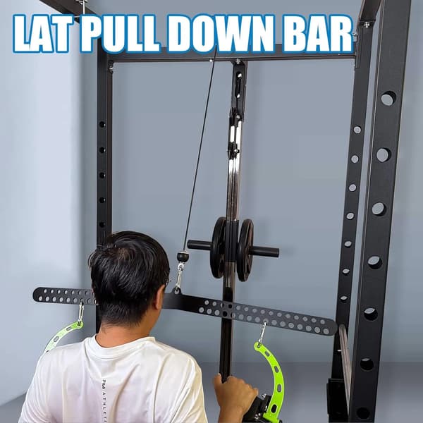 Lat Pulldown Bar, Multi-Grepp Design, Robust Konstruktion,SVART-LÅNG PLATTA STÅNG