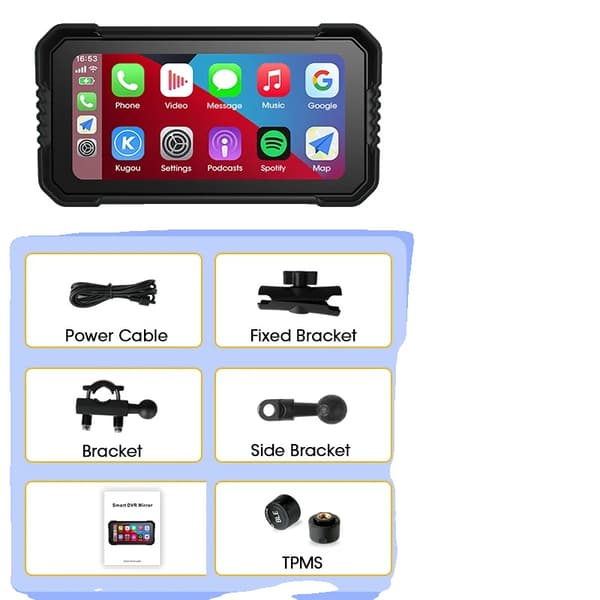 Motorcykel GPS Navigator, Vandtæt Design, Dobbelt Bluetooth Forbindelse,MT-TPMS