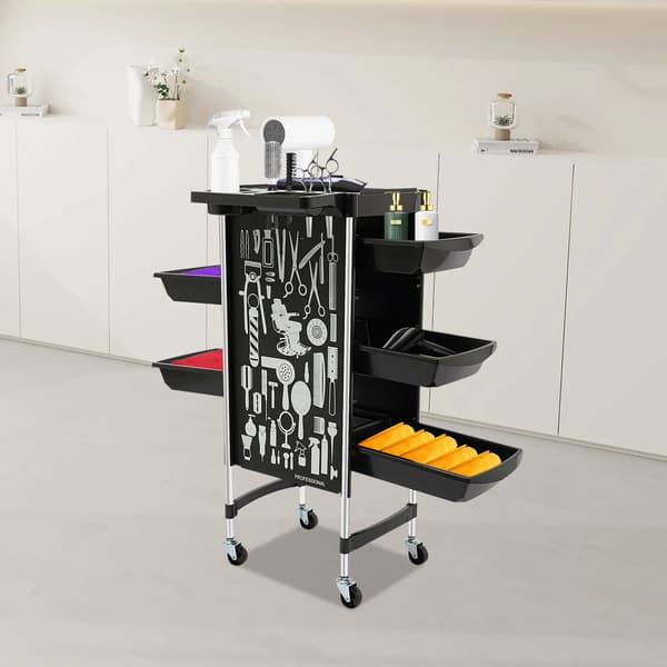 Salonvogn, 5 Skuffer, Rullende Organizer,sort