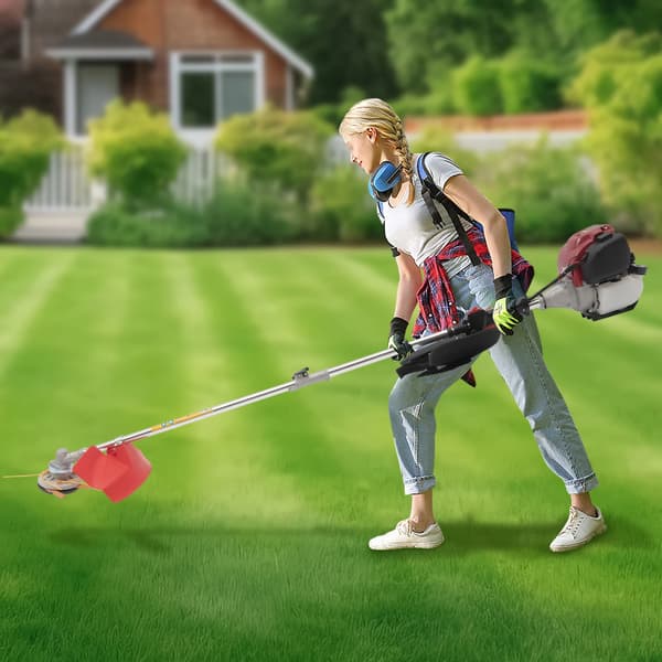 Grästrimmer, Hög Effekt, Två Bladhuvuden,Röd