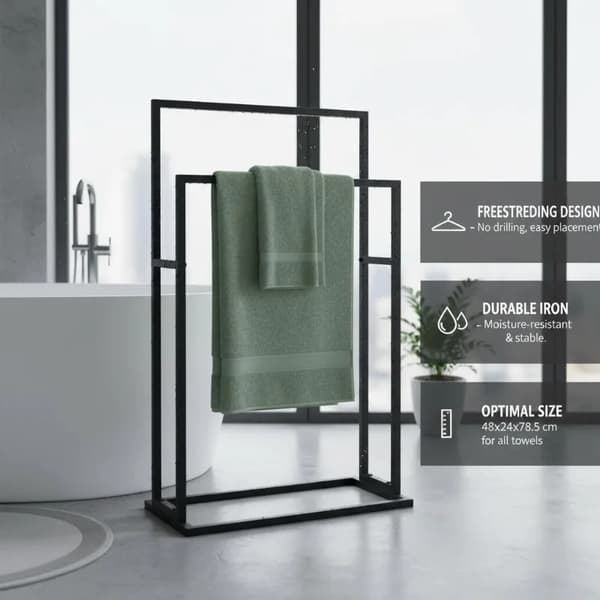 Handdukshängare, Dubbel Design, Robust Rostfritt Stål,armégrön