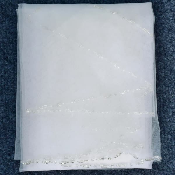 Brudeslør, Katedralstil, Perlekant,Elfenben, 200cm