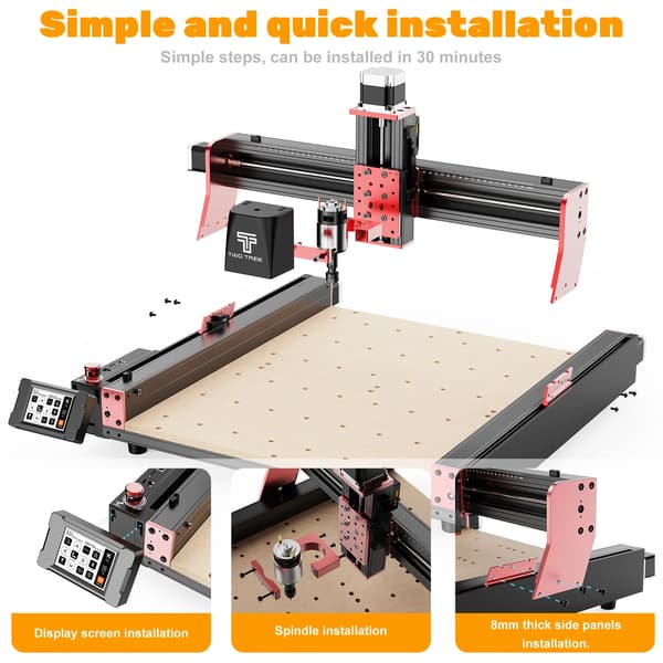 CNC Router Maskin, 4 Axlar, Lasergravering Kompatibel,3-Axis, EU Plug, TTC 450 Pro