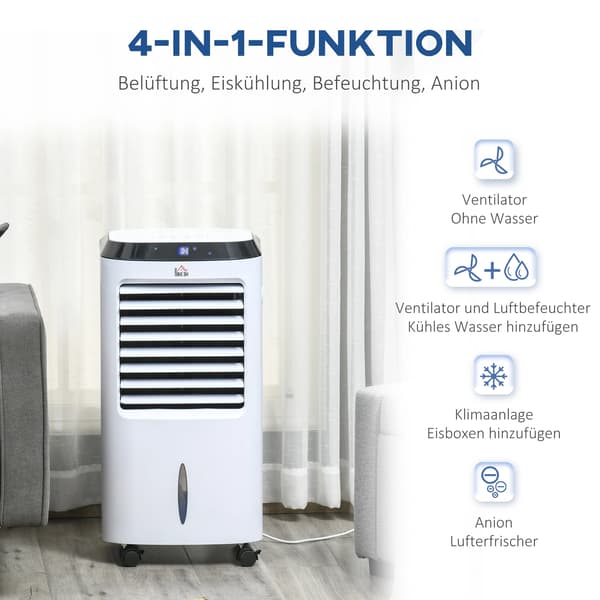 Bärbar Luftkonditionering, 4 Funktioner, 8-Timmars Timer,EU, VIT