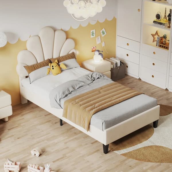 Børneseng, Elegant Design, Solid Konstruktion,90x200cm-a, Beige-a