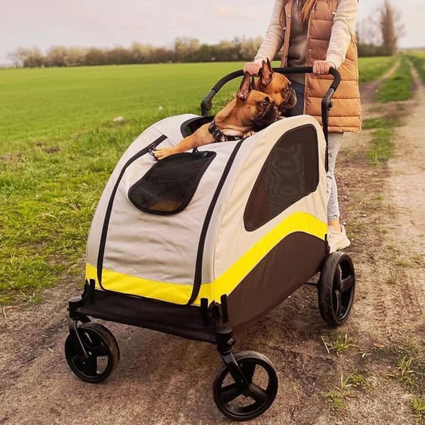 Hundtransportör, Fällbar Design, 4-hjulig Mobilitet,GRÅ