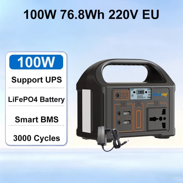 Solgenerator, Bærbar Strømmestation, Alsidige Opladningsmuligheder,100W 76.8Wh