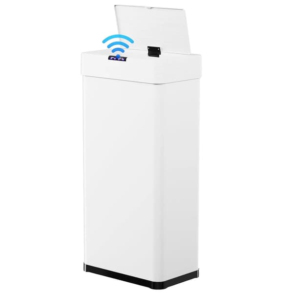Soptunna, Automatisk Rörelsesensor, Miljövänlig Design,Vit enkel dörr-a, 50L - 13.2 gal-b