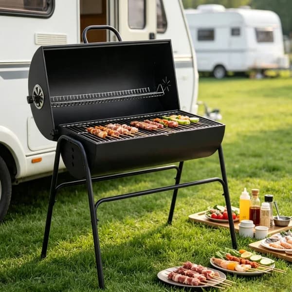 Røgrør, Hexagonal Design, Praktisk Grilltilbehør,Sort