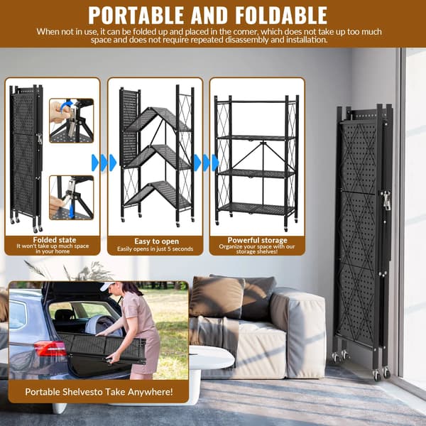 Foldbar hylde, pladsbesparende, fire niveauer,4 niveauer