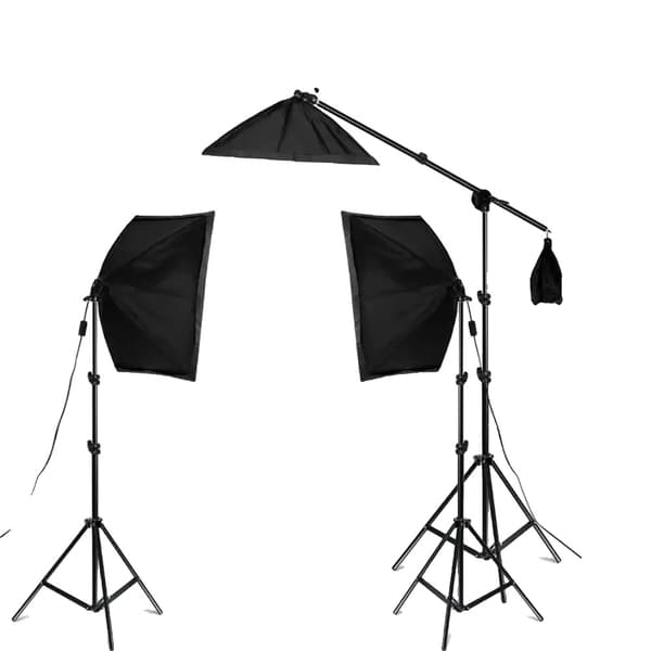 Softbox Belysningskit, Justerbar Stativhøjde, Flere Lyskilder,3 stk Softbox
