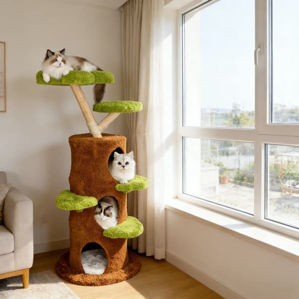 Kattetårn, Multi-niveau Design, Holdbare Materialer,grøn