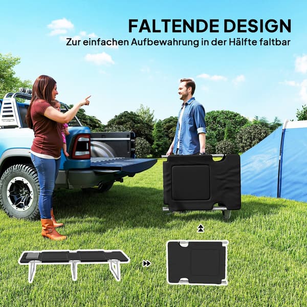 Campingbed, Lättviktsdesign, Robust Stålram,armégrön