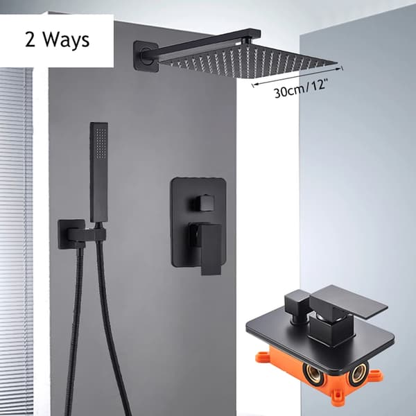 Duschkran, Väggmonterad, Modern Design,12tum 2 vägar