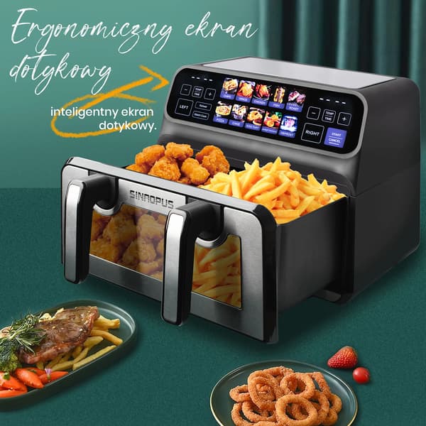 Luftfritös, Dubbelkammare, Touch LED-kontroll,Luftfritös