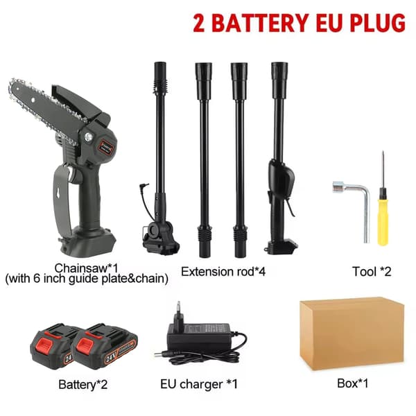 Beskæringssaks, trådløs 2-i-1 design, kraftfuld motor, 2 stk. batteri, EU