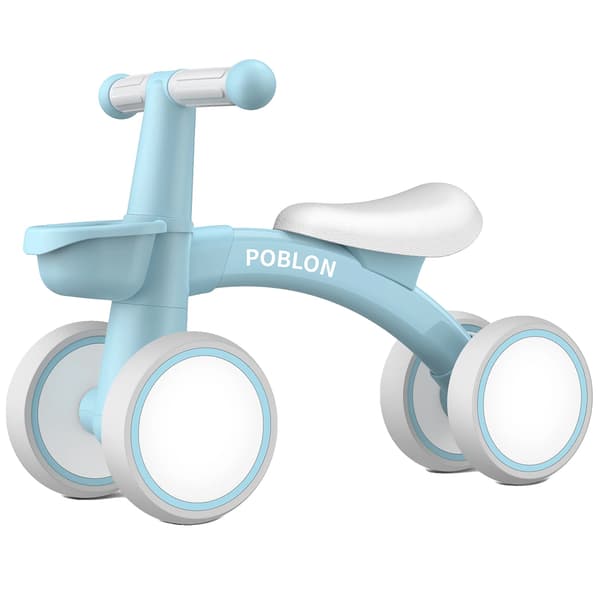Balancecykel, Justerbart sæde, Fire hjul,Blå