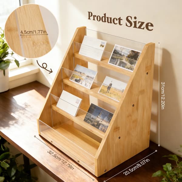 Kortdisplayställ, 4-nivådesign, enkel montering,GUL