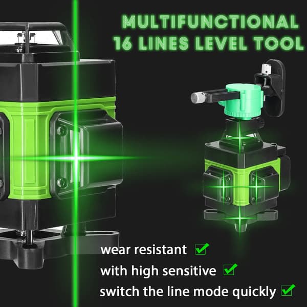 Laser Niveau, Selv-niveauerende, USB Genopladelig,2 Batterier