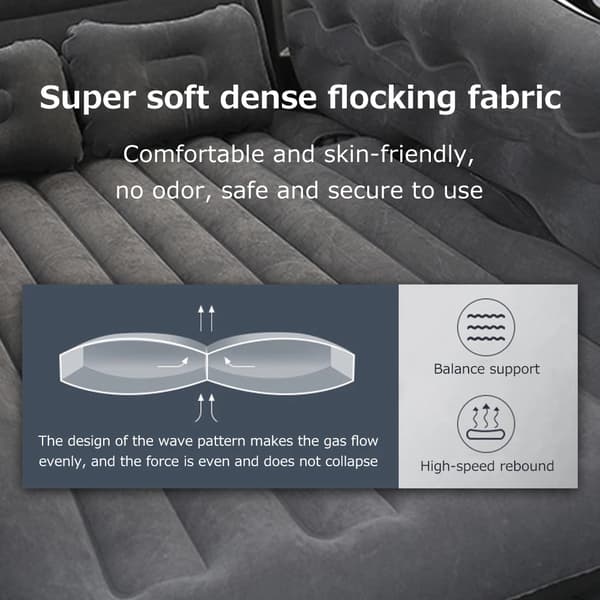 Oppustelig Rejse Seng, Kompakt Design, Behagelig Flockoverflade,sort