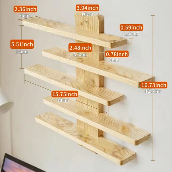 Displayhylde, Moderne Trædesign, Væghængt,TT2323635